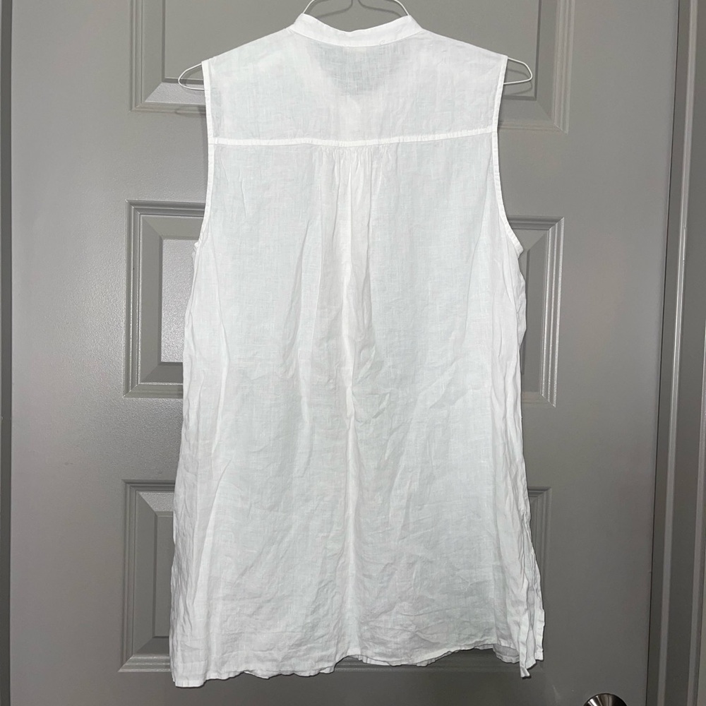 Eileen Fisher Crisp White Linen Blouse - Picture 2 of 8